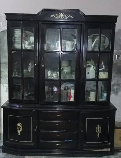 Large Wooden Crockery Cabinet / Showcase for Sale