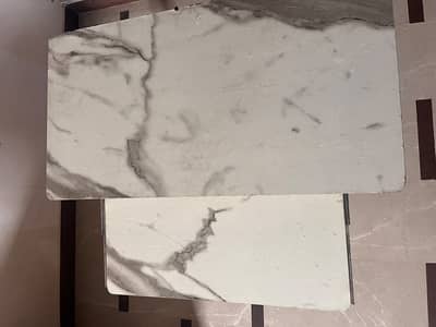 4 Modern Office Tables / Computer Desks – Marble Look Top – Black Meta