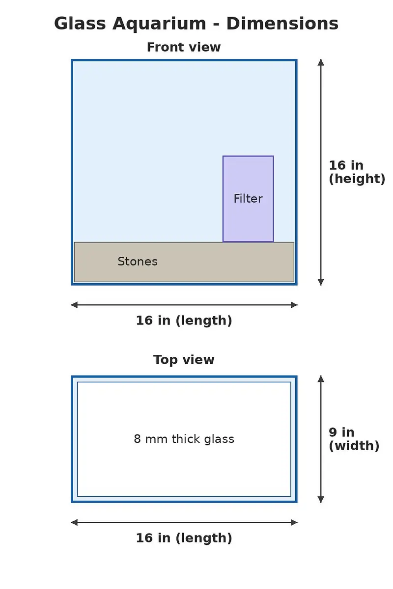 Glass Fish Aquarium for Sale – 16" x 16" x 9" — photo 6