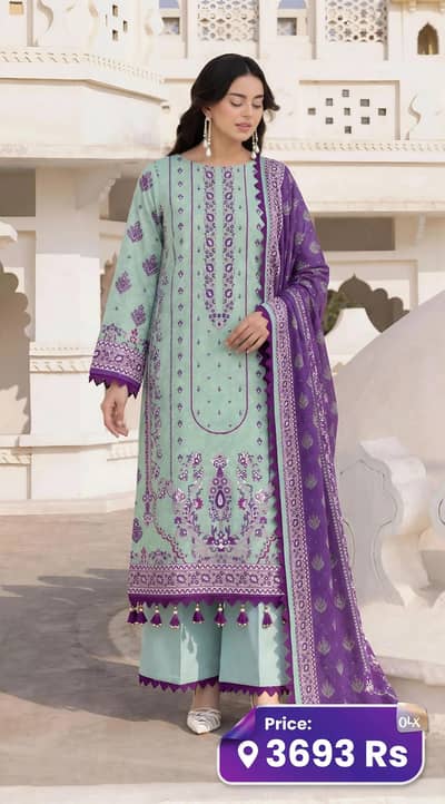 Mimosa Lawn 3pc Suit Mint Purple - 3693 Rs Only Peshawar