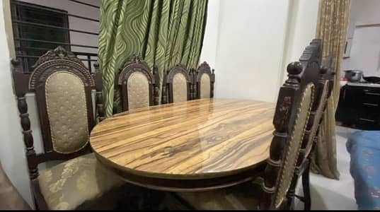 Sheesham wood dining table with 6 chairs