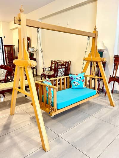 GAZIBO, CEILING, STAND TEAK WOODEN CREATED + ANTIQUE JHOOLA