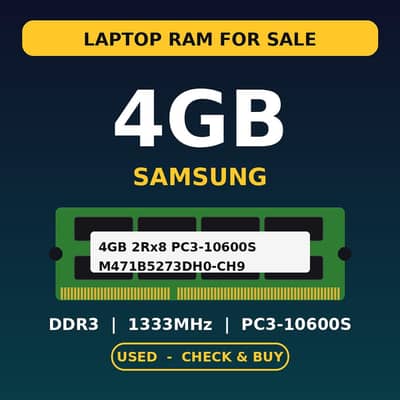 Samsung 4GB DDR3 Laptop RAM 1333MHz
