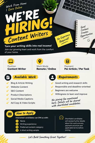 WE'RE HIRING — REMOTE CONTENT WRITERS