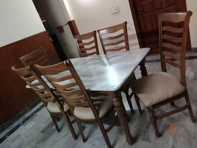 6 chairs with marble top