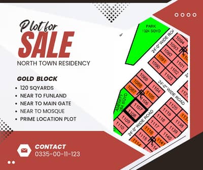 120 SQYARDS NEAR MAIN GATE NEAR FUNLAND NORTH TOWN RESIDENCY PHASE 1