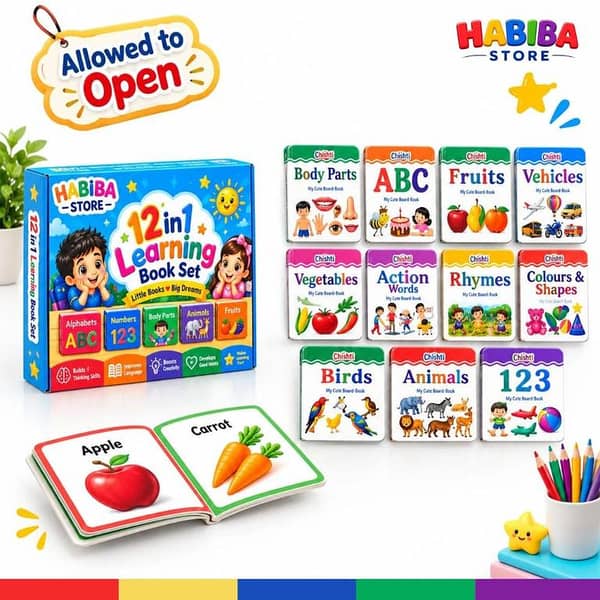 12 in 1 Little Learning Library Books for Montessori Preschool Baby Early Learning Books My First Mini Library - Habiba Store (Lahore)