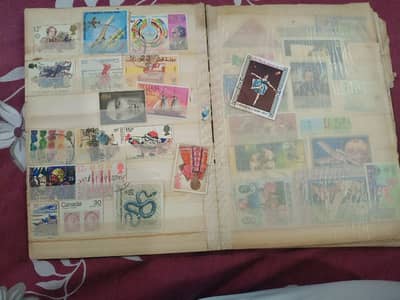 Vintage 1960s–1980s Worldwide Stamp Collection Album (120+ Stamps ]