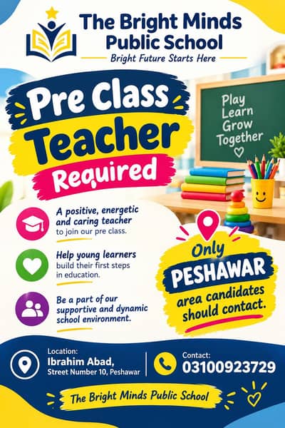 Playgroup class female teacher urgent need