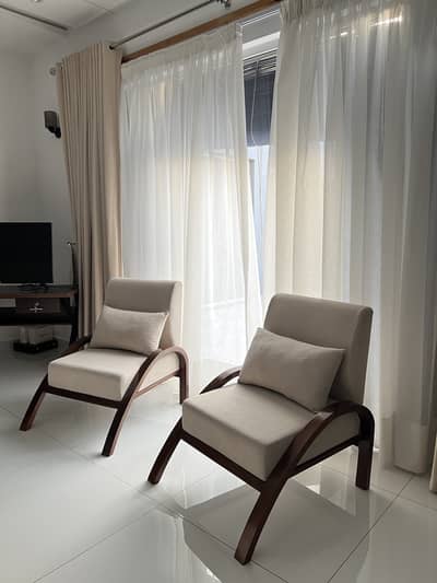 2 Wooden Modern Sofa Chairs for Bedroom - Excellent Condition