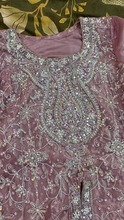 Title: Elegant Dusty Pink Heavy Embroidered  Maxi