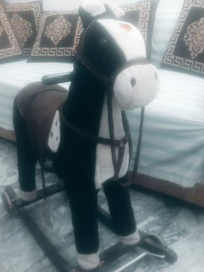 Large size musical rokering horse with wheel and stand