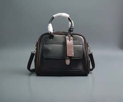 Black Handbag with Brown Trim – Women's Bag
