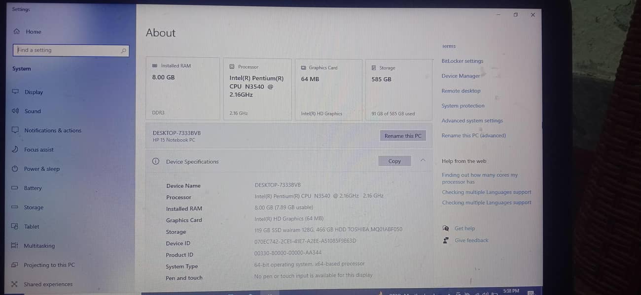 HP notebook 15 5
