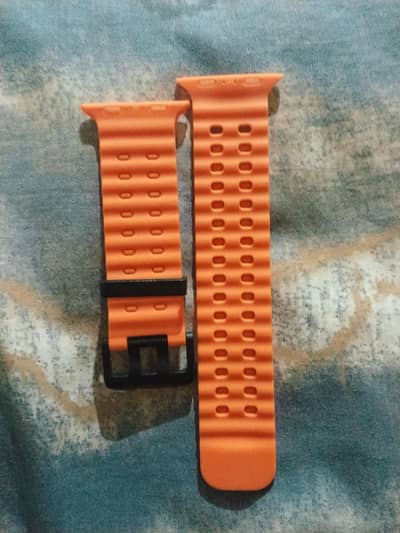 Black Round Digital Smart Watch with Orange Silicone Strap