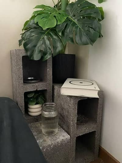 Modern Industrial Cinder Block Side Table