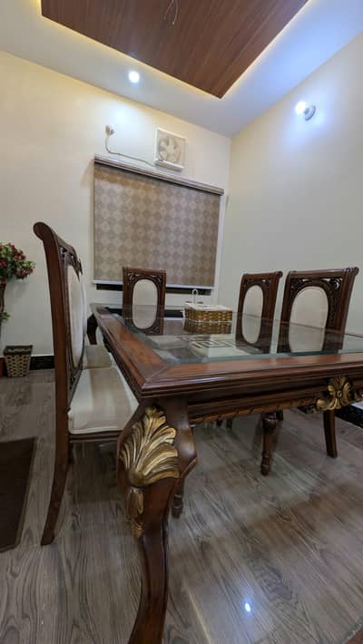 Premium Chesham Wood Dining Table Set – 6 Chairs | Elegant Brown