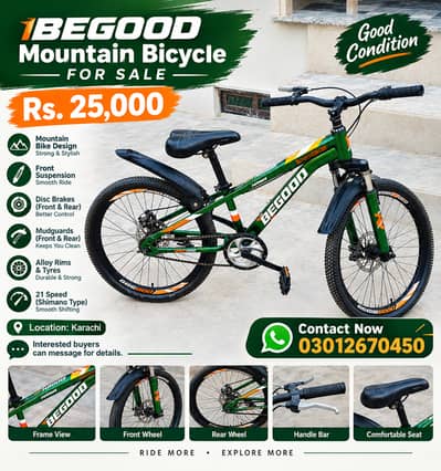 Green BEGOOD Mountain Bicycle for Sale – Rs. 25,000
