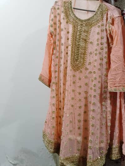 MASHA ALLAH  Peach Colour  4 piece Shiffion fabric Fancy handwork