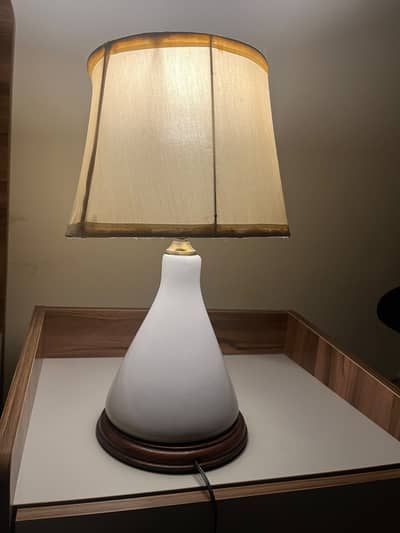 2 White Frosted Glass Table Lamps