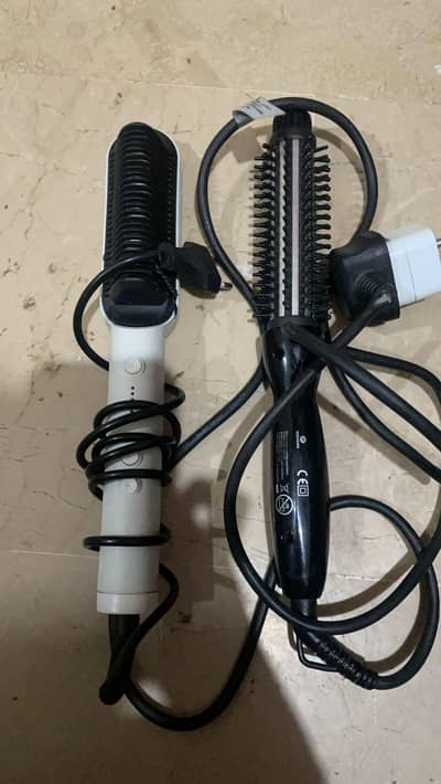 hair straightener brush and hair styling brush both
