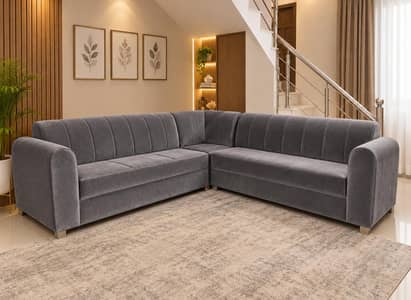 7 Seater L-Shape Sofa - Pure Wood - New Condition
