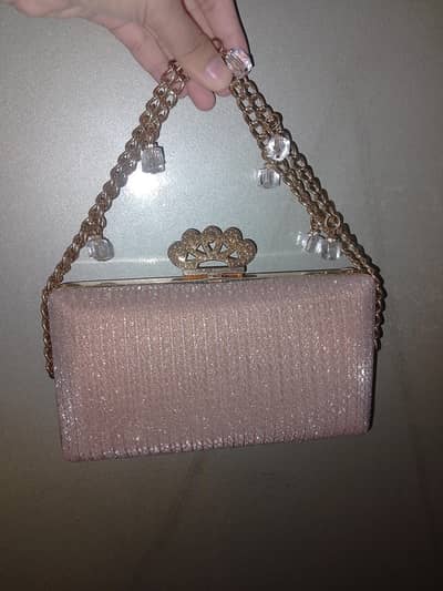 Elegant golden Glitter Party Clutch Bag with Chain