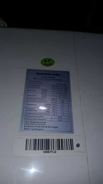 Changhong 18bbw heat and cool inverter with 70% electricity saving