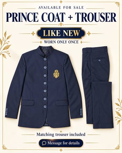 Navy Blue Prince Coat with Matching Trouser