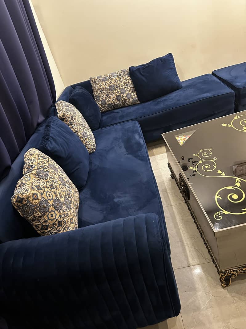 L shape slightly used sofa 1