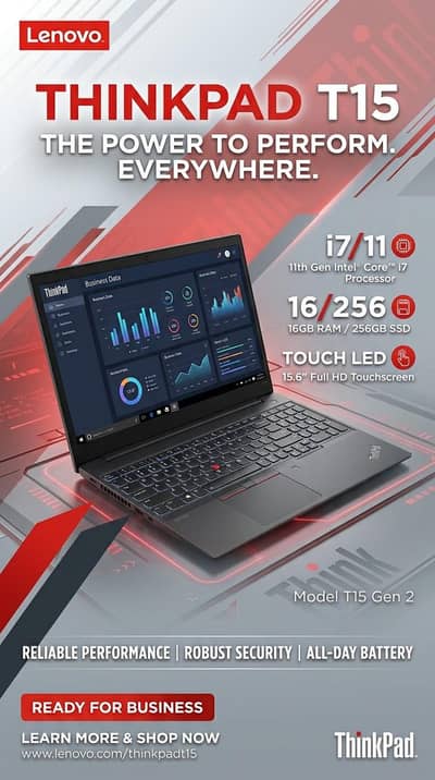 Lenovo Thinkpad T15 gen 2, i7 11th Gen 16GB / 256GB Business Laptop