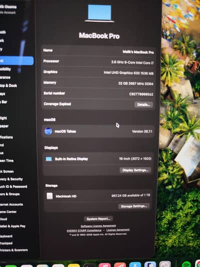 Macbook pro 2019 32gb ram 1tb storage core i7