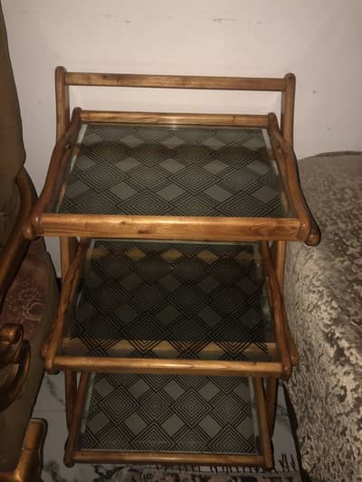 Wooden 3-tire glass shelf rack for sale