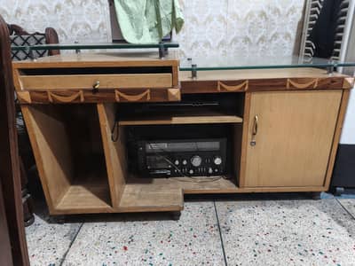 Computer table / Workstation (pure wood) Glass top
