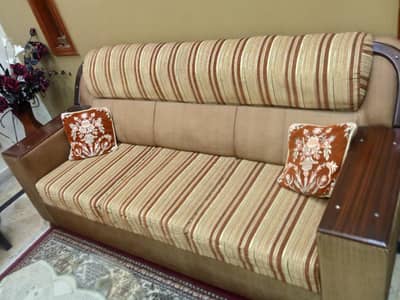 Premium 6-Seater Sofa, Sheesham Center Table & Queen Bed Set