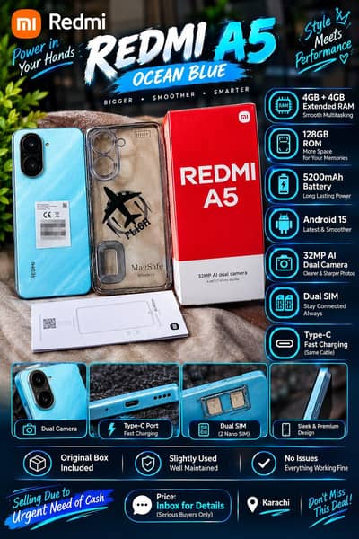 Xiaomi Redmi A5 official pta approved 8 128
