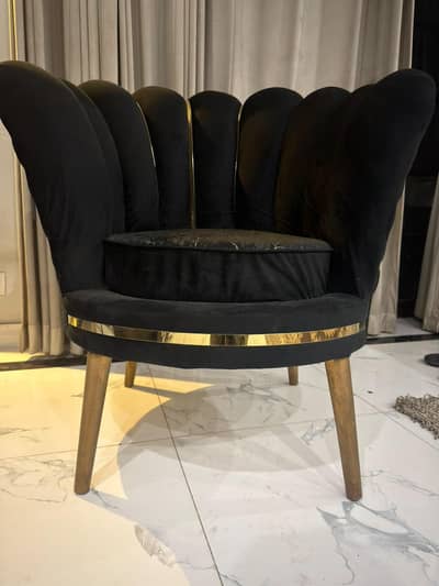 Luxury Black Velvet Chairs – Golden Finishing (Set of 2)