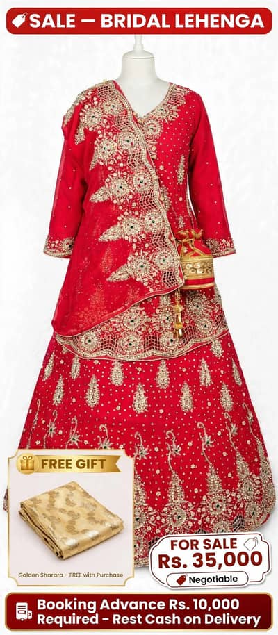 Red lehnga  used
