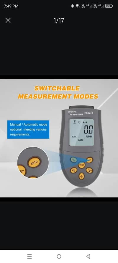 Digital Laser hand tool Tachometer LCD RPM Tester Small Engine