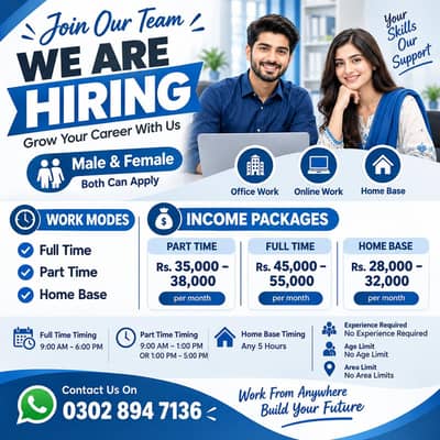 we are hiring now male and female staff