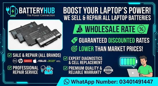 Laptop Battery Sales & Repair Service (Dell, HP, Lenovo)