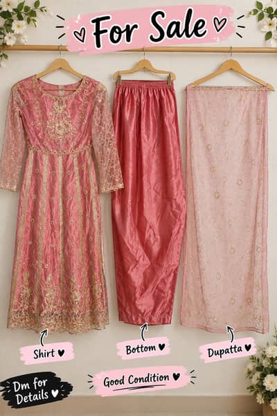 pink  golden party   maix 3pc  medium  warn once