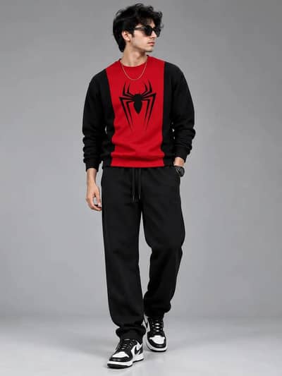 Men's Spider  Tracksuit Set - Full Sleeve Sweatshirt & jogger Pants
