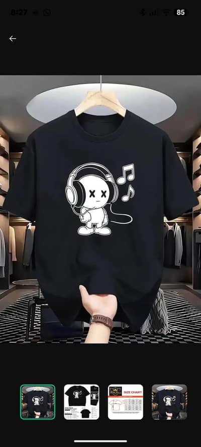 Premium Black Oversized Graphic Tee – Music Character Design