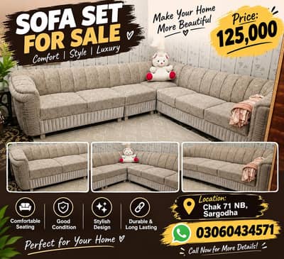 L-Shaped Sofa Set for Sale | Rs. 125,000 | Sargodha