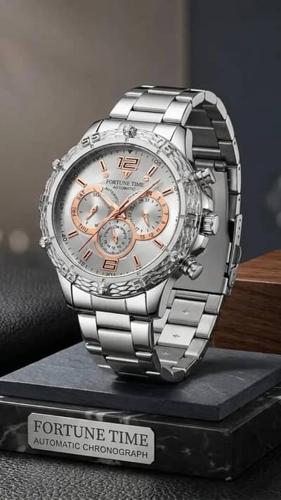 Men's Premium Business Watch - Black & Silver Chain - Box Pack New