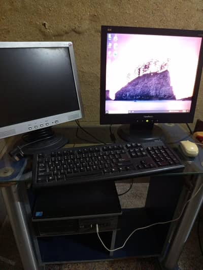 Complete Core i5 PC Setup - 2 Monitors & Trolley