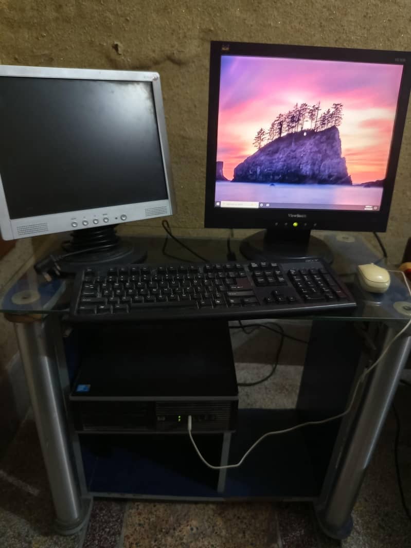 Complete Core i5 PC Setup - 2 Monitors & Trolley 1