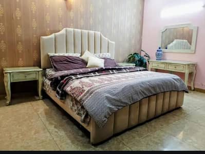 Complete King Bed Set. with chalk finished side and dressing table