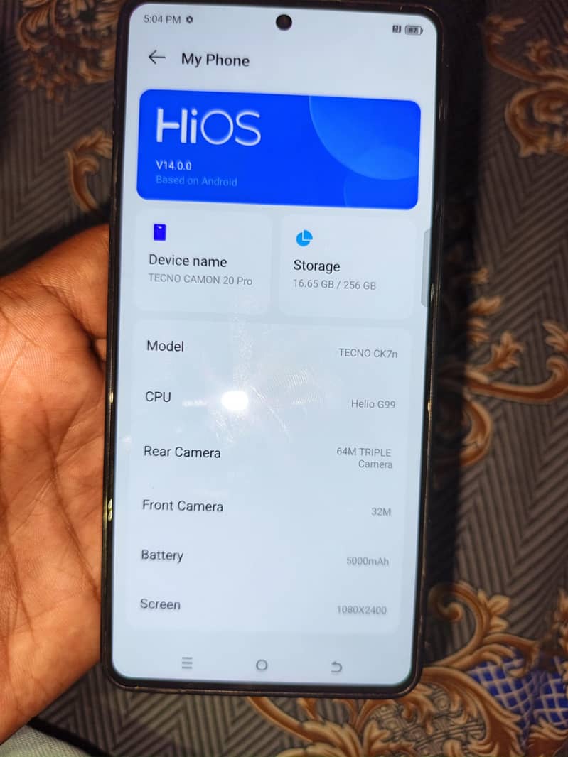 Tecno CAMON 20s Pro 8+5 Ram 256Gb Rom Complete Saman k sath 3